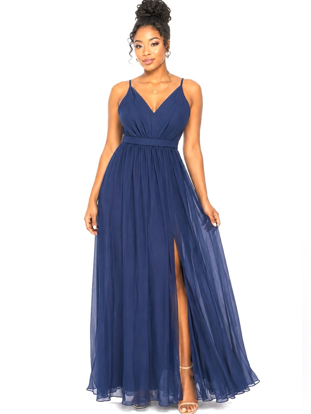 Vera Wang White Plus 14 Royal Blue Chiffon Sleeveless Bridesmaid Dress Maxi